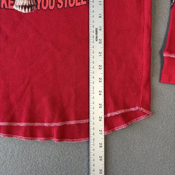 VTG Sapphire lounge American Biker Thermal Shirt Skull Flames Waffle Knit 90s - Picture 7 of 13